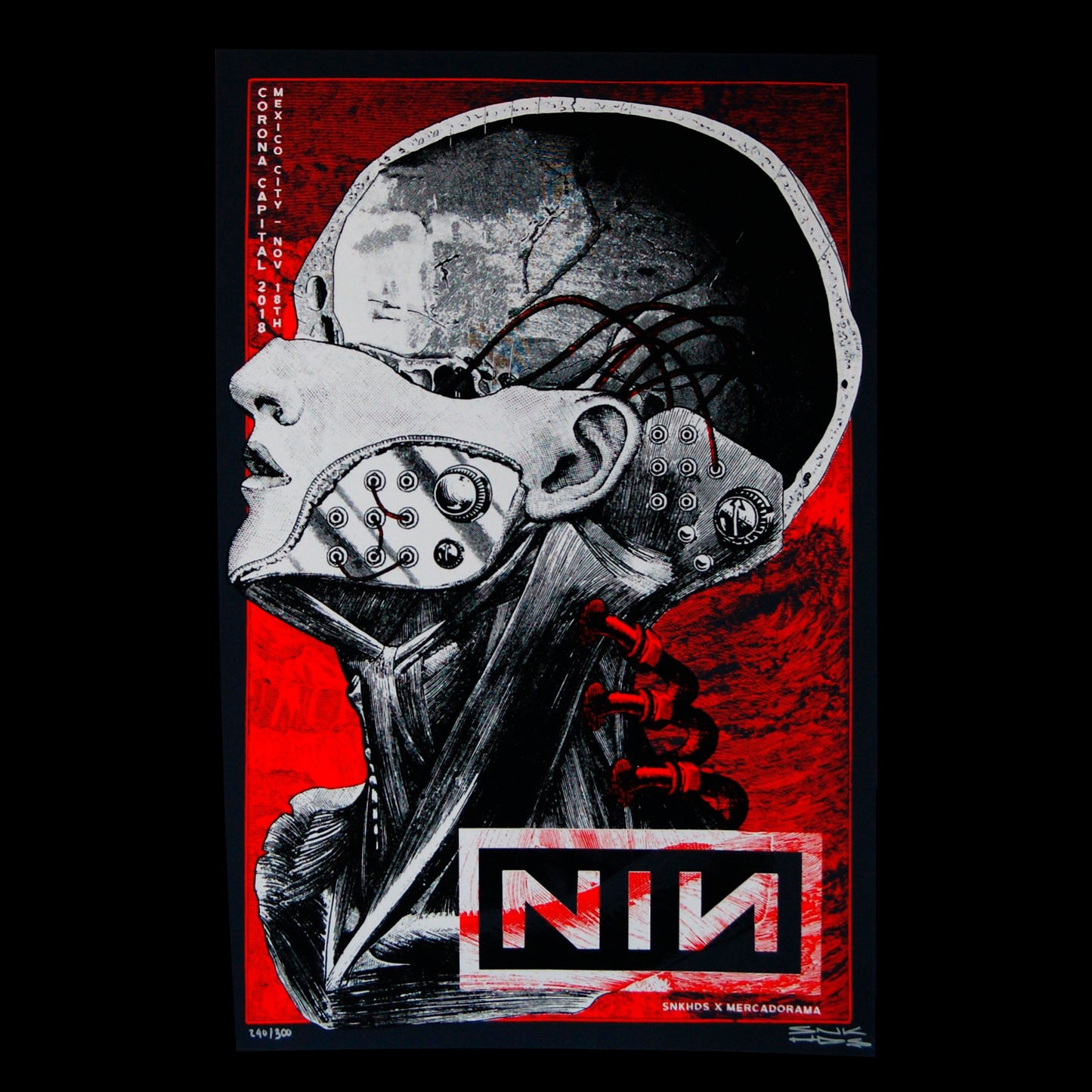 Nine Inch Nails México 2018 Snake Heads Gig Poster