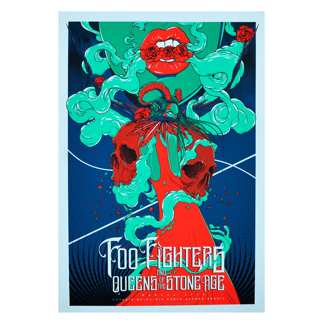 Foo Fighters/QOTSA Porto Alegre 2018 x Nares Gig Poster