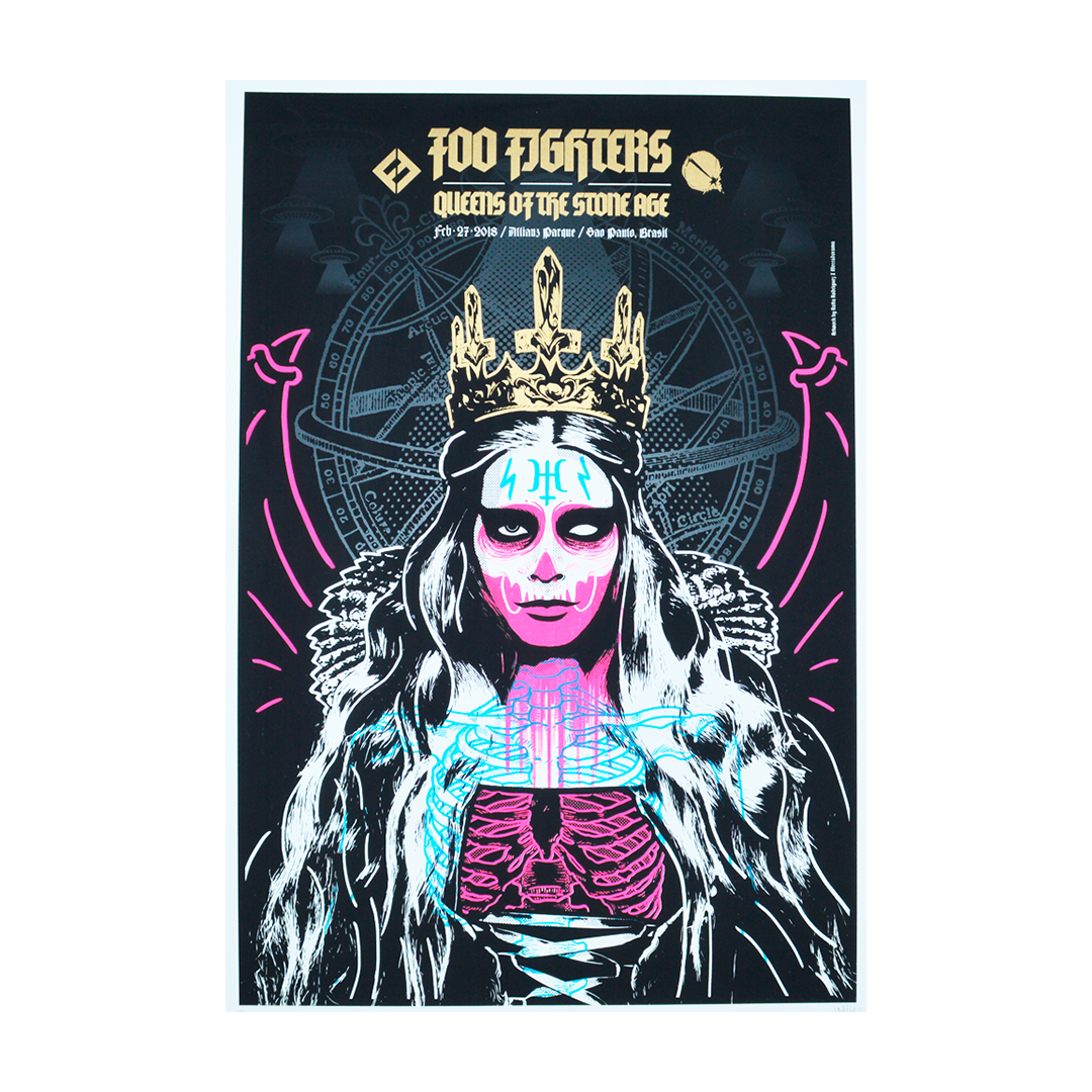 Foo Fighters/Queens of the Stone Age Sao Paulo 2018  Ratta Rodriguez Gig poster