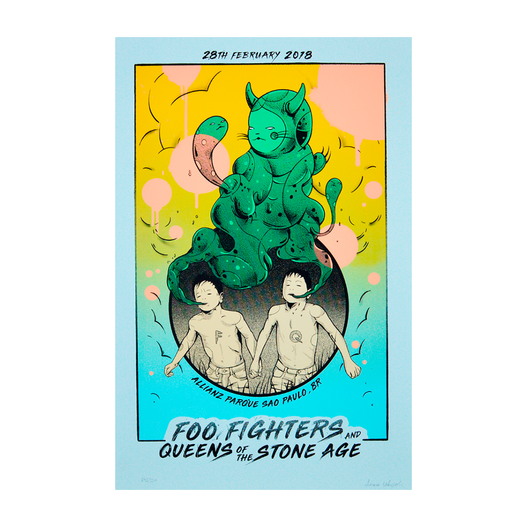 Foo Fighters/Queens of the Stone Age Sao Paulo 2018 Trevore Valensuela Gig poster