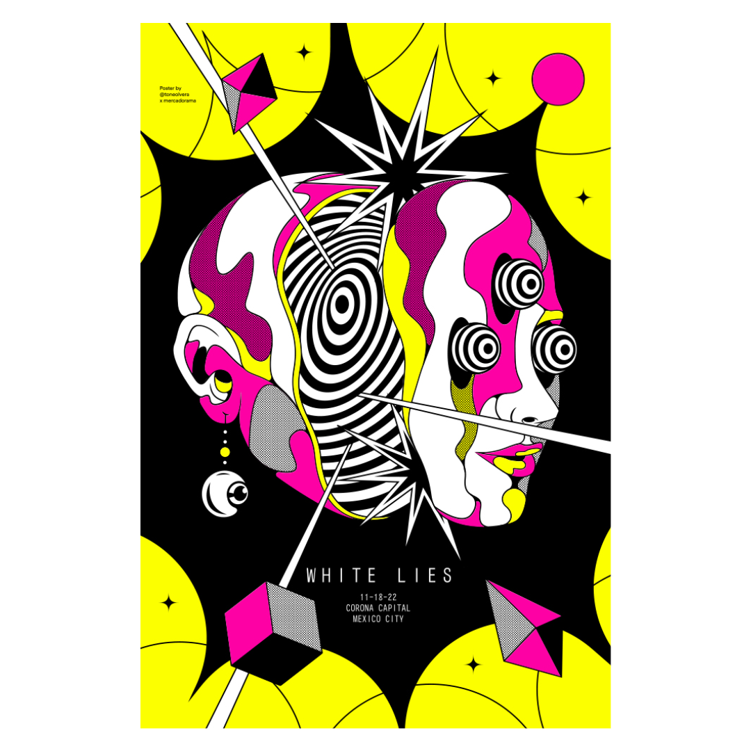 White Lies Ciudad de México 2022 x Tone Olvera Gig Poster