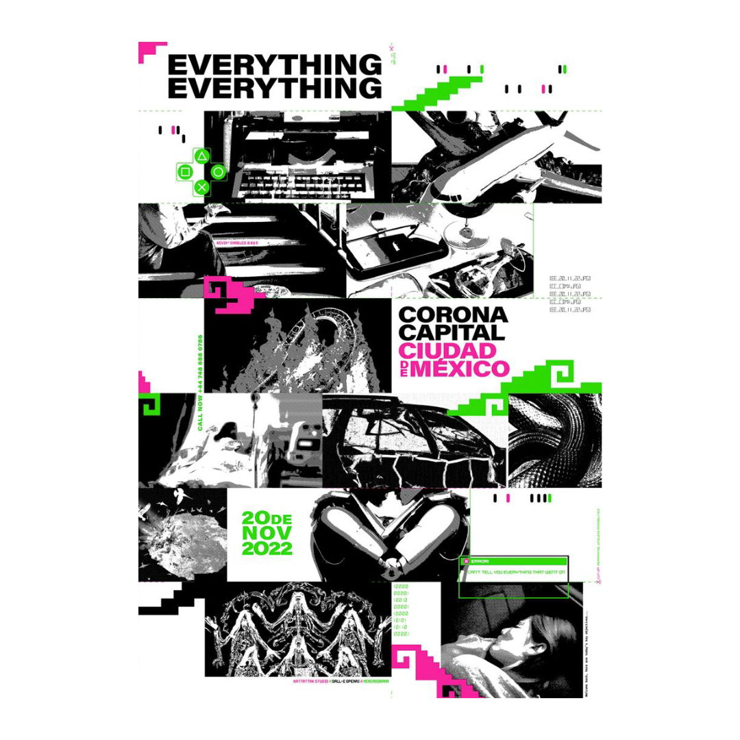 Everything Everything CC 2022 x Kattattak Studio Gig Poster