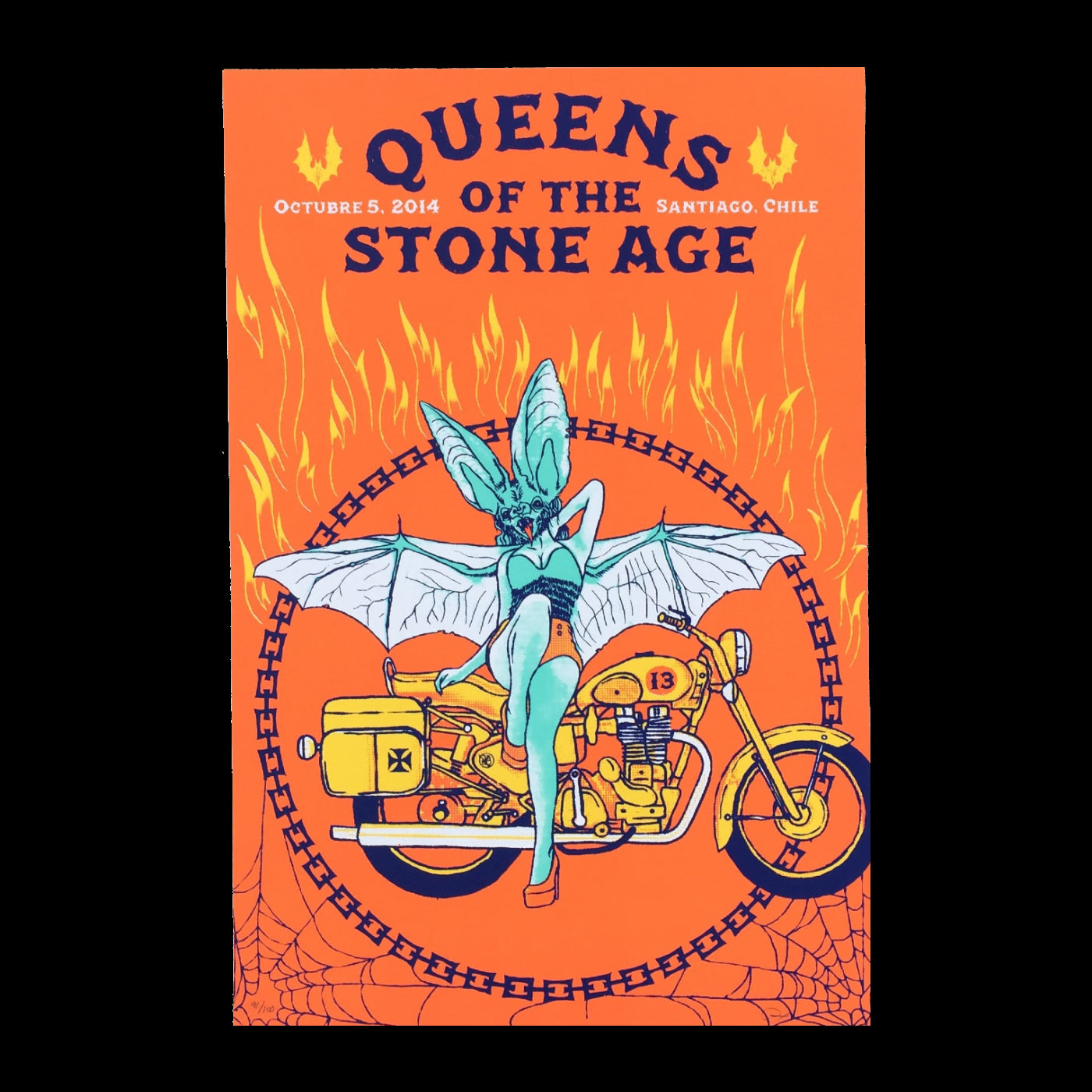 Queens of the Stone Age Santiago de Chile 2014 Quique Ollervides Gig Poster