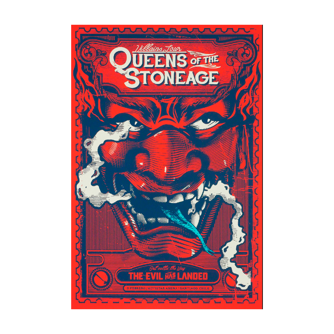 Queens of the Stone Age Chile 2018 Jofre con Jota Gig Poster