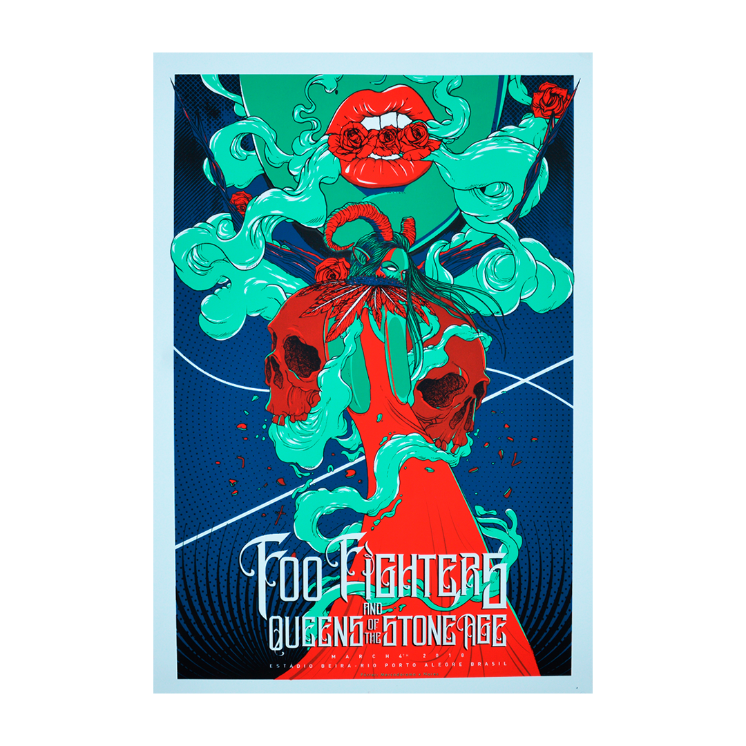 Foo Fighters/Queens of the Stone Age Porto Alegre 2018 Nares Gig Poster